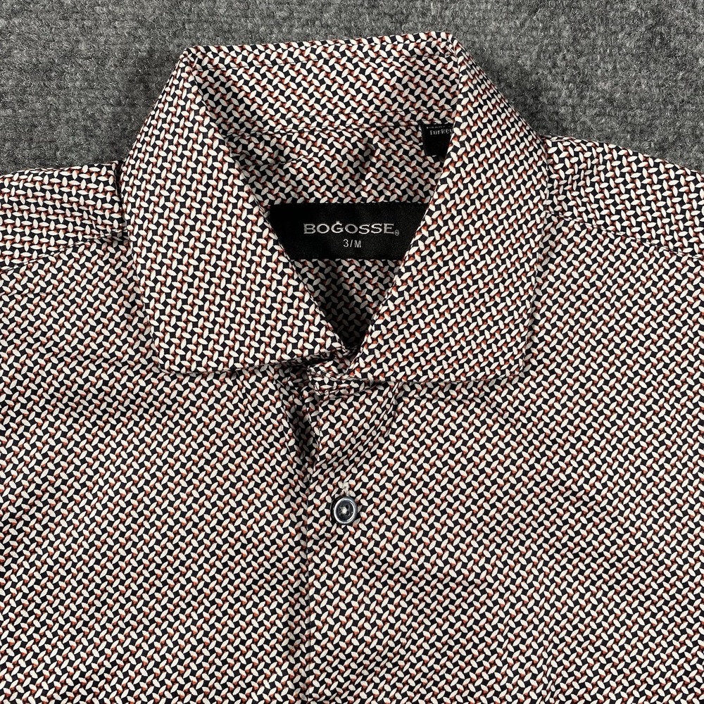 BOGOSSE Short Sleeve Geometric Abstract Print Button Shirt Mens Size Medium (3)